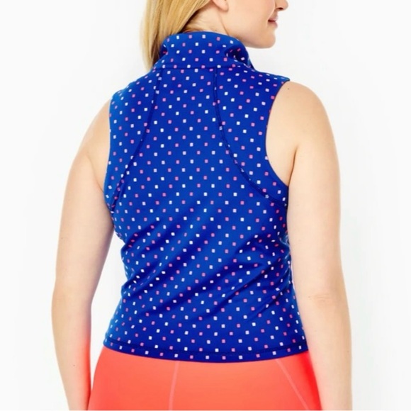 NWT Lilly Pulitzer Luxletic Callie Half Zip UPF 50+ Top Blue Size XXL - Picture 4 of 10
